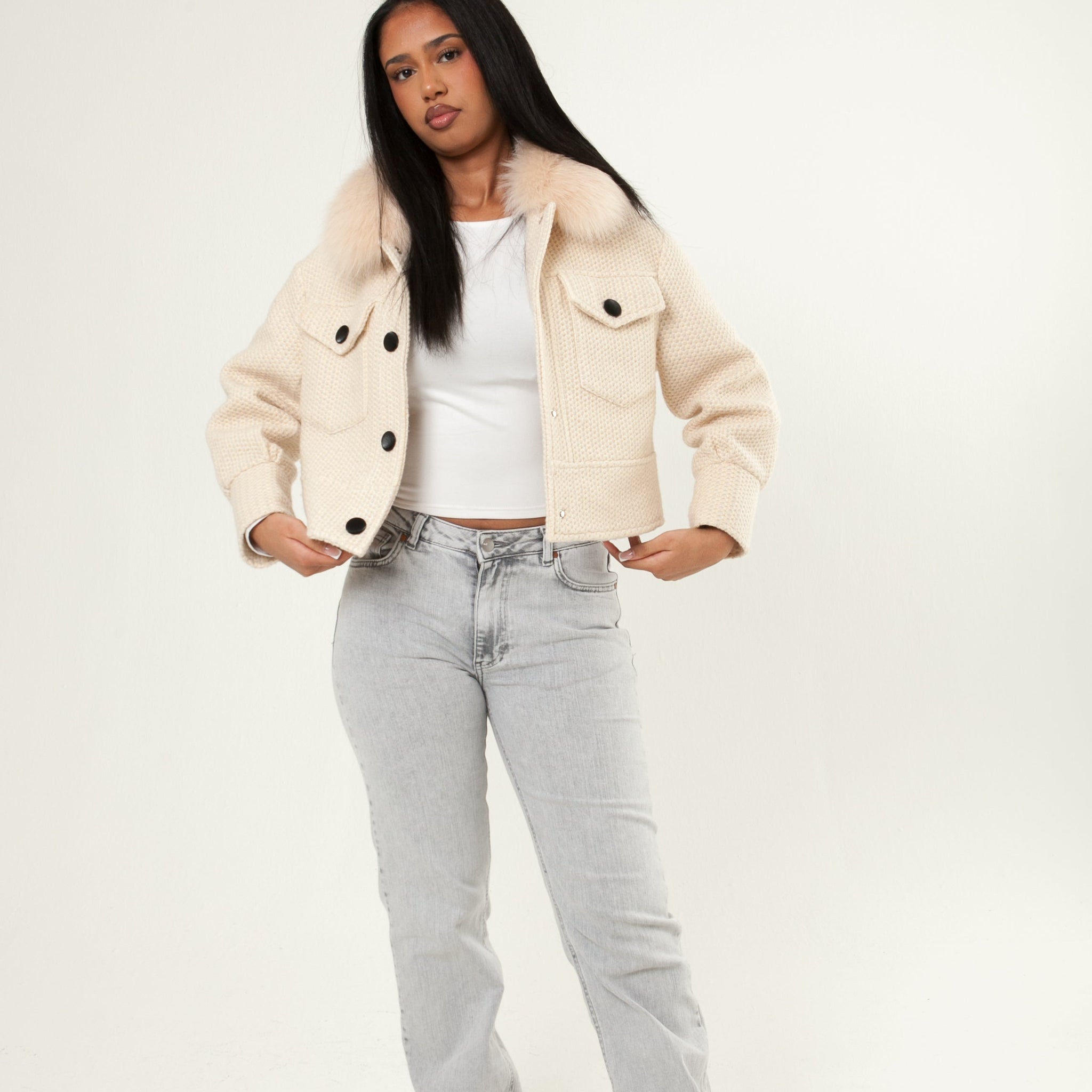 Button Up Wool Jacket - Off White