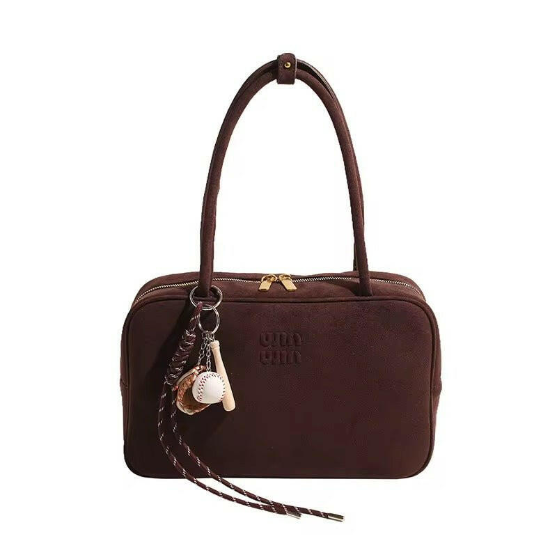 Elegante Damen-Handtasche mit Logo-Prägung und doppelten Tragehenkeln.