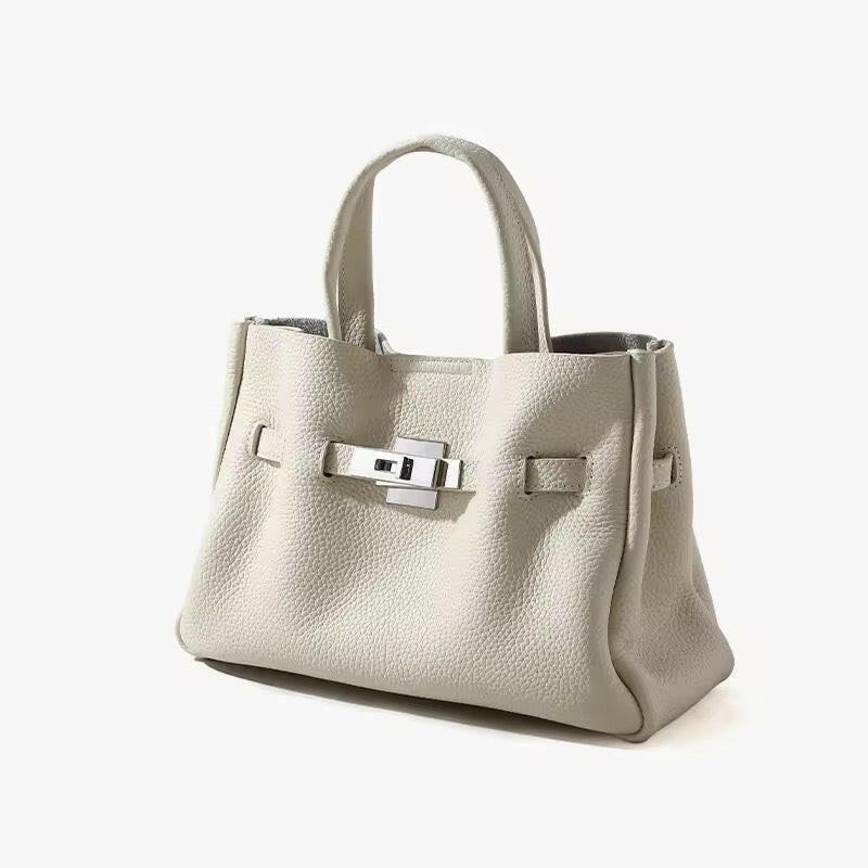 Miraeeparis Luxus Handtasche aus Echtleder mit eleganter Metallschließe – Designer Damen Tasche für Business & Alltag.
