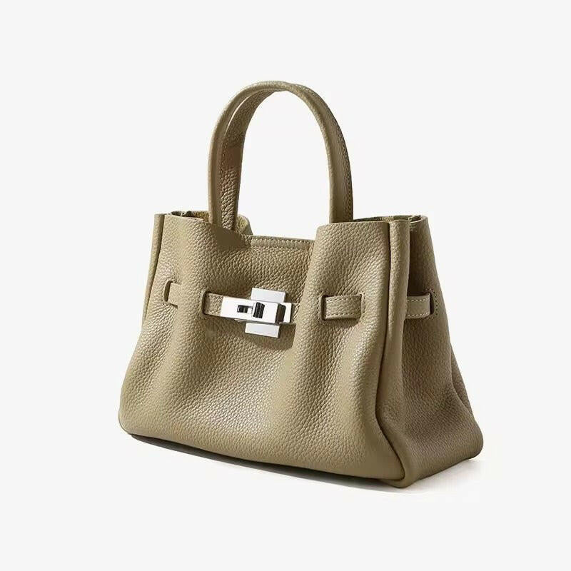 Miraeeparis Luxus Handtasche aus Echtleder mit eleganter Metallschließe – Designer Damen Tasche für Business & Alltag.