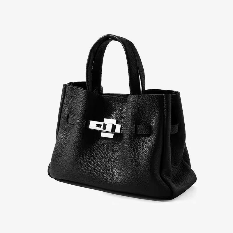 Miraeeparis Luxus Handtasche aus Echtleder mit eleganter Metallschließe – Designer Damen Tasche für Business & Alltag.